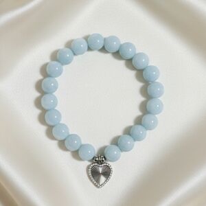 Aquamarine Bracelet With Cubic Zirconia Charm